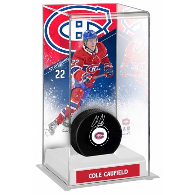 Шайба Шайба Cole Caufield Montreal Canadiens Fanatics Authentic Autographed with Deluxe Tall Case