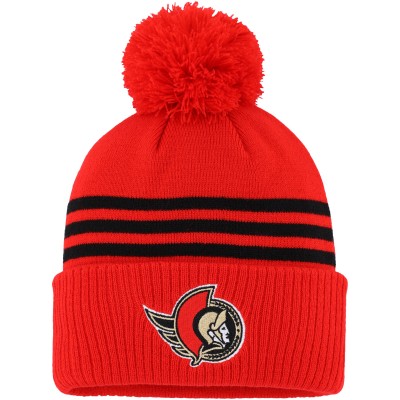 Шапка с помпоном Ottawa Senators adidas Locker Room Three Stripe Cuffed - Red
