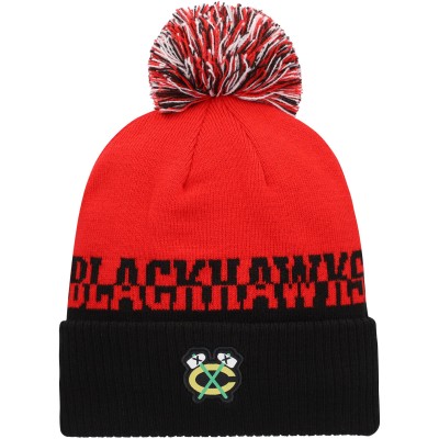 Chicago Blackhawks Adidas COLD.RDY Cuffed Knit Hat with Pom - Red/Black