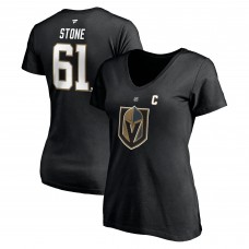 Mark Stone Vegas Golden Knights Womens Authentic Stack Name & Number V-Neck T-Shirt - Black