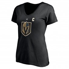 Mark Stone Vegas Golden Knights Womens Authentic Stack Name & Number V-Neck T-Shirt - Black