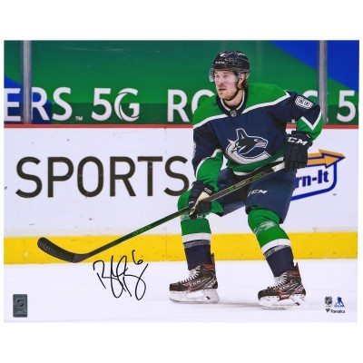 Autographed Vancouver Canucks Brock Boeser Fanatics Authentic 16 x 20 Reverse Retro Jersey Skating Photograph