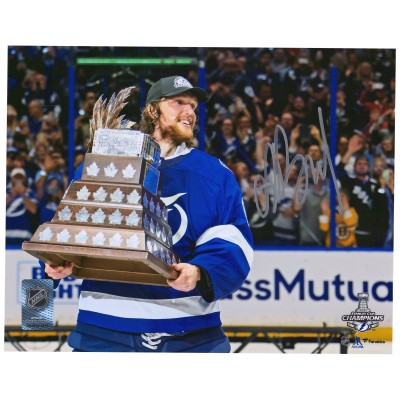 Autographed Tampa Bay Lightning Andrei Vasilevskiy Fanatics Authentic 2021 Stanley Cup Champions 8 x 10 Raising Conn Smythe Photograph