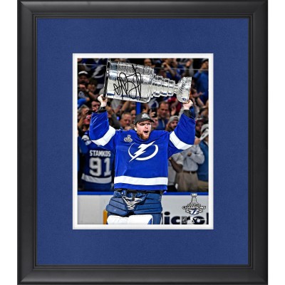 Autographed Tampa Bay Lightning Andrei Vasilevskiy Fanatics Authentic Framed 2021 Stanley Cup Champions 8 x 10 Raising Cup Photograph