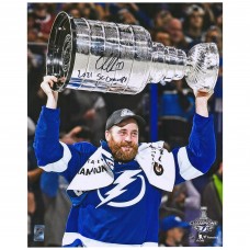 Autographed Tampa Bay Lightning Victor Hedman Fanatics Authentic 2021 Stanley Cup Champions 16 x 20 Raising Cup Photograph with 2021 SC Champs Inscription