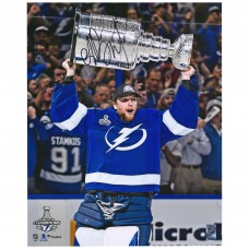 Autographed Tampa Bay Lightning Andrei Vasilevskiy Fanatics Authentic 2021 Stanley Cup Champions 16 x 20 Raising Cup Photograph