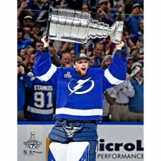 Unsigned Tampa Bay Lightning Andrei Vasilevskiy Fanatics Authentic 2021 Stanley Cup Champions Raising Cup Photograph