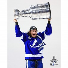 Unsigned Tampa Bay Lightning Mikhail Sergachev Fanatics Authentic 2021 Stanley Cup Champions Raising Cup Photograph