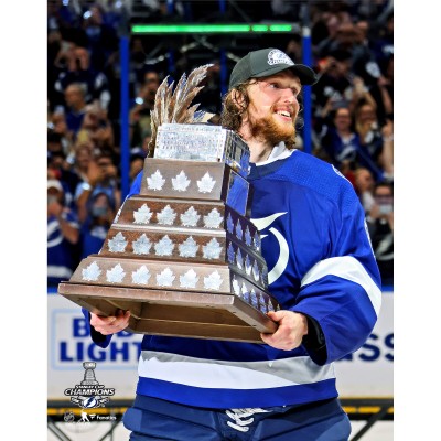 Unsigned Tampa Bay Lightning Andrei Vasilevskiy Fanatics Authentic 2021 Stanley Cup Champions Raising Conn Smythe Photograph
