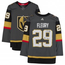 Игровая джерси Autographed Vegas Golden Knights Marc-Andre Fleury Fanatics Authentic Black adidas Authentic with 2021 Vezina Inscription
