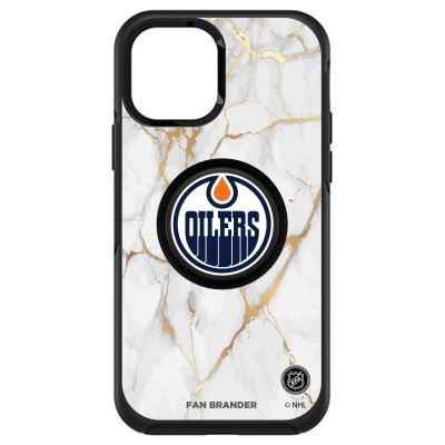 Edmonton Oilers OtterBox Otter+Pop PopSocket Symmetry Marble Design iPhone Case - Black