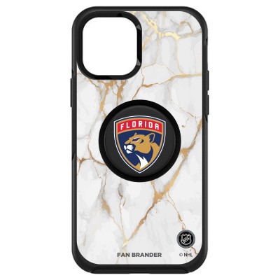 Чехол на iPhone NHL  Florida Panthers OtterBox Otter+Pop PopSocket Symmetry Marble Design - Black - оригинальные мобильные аксессуары НХЛ