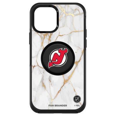 Чехол на iPhone NHL  New Jersey Devils OtterBox Otter+Pop PopSocket Symmetry Marble Design - Black - оригинальные мобильные аксессуары НХЛ