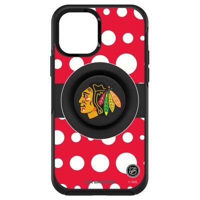 Chicago Blackhawks OtterBox Otter+Pop PopSocket Symmetry Polka Dot Design iPhone Case - Black