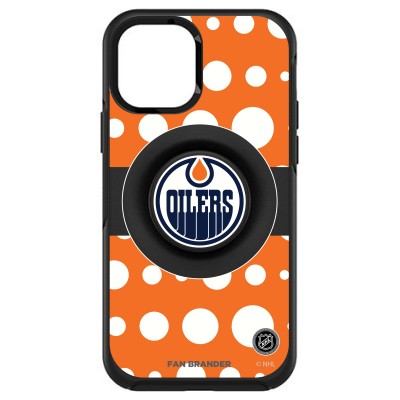 Edmonton Oilers OtterBox Otter+Pop PopSocket Symmetry Polka Dot Design iPhone Case - Black