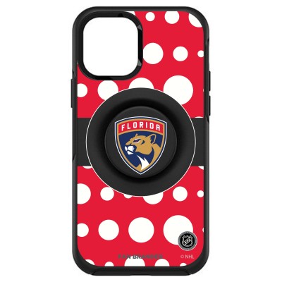 Чехол на iPhone NHL  Florida Panthers OtterBox Otter+Pop PopSocket Symmetry Polka Dot Design - Black - оригинальные мобильные аксессуары НХЛ