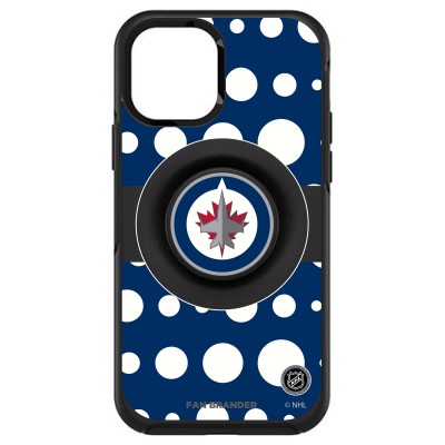 Чехол на iPhone NHL  Winnipeg Jets OtterBox Otter+Pop PopSocket Symmetry Polka Dot Design - Black - оригинальные мобильные аксессуары НХЛ