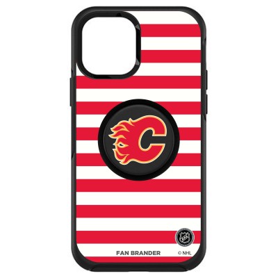 Calgary Flames OtterBox Otter+Pop PopSocket Symmetry Stripe Design iPhone Case - Black