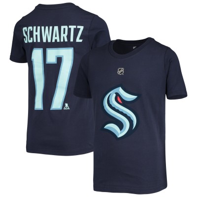 Футболка с номером Jaden Schwartz Seattle Kraken Youth Player - Navy