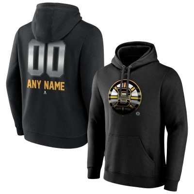 Boston Bruins Black Personalized Midnight Mascot Logo Pullover Hoodie