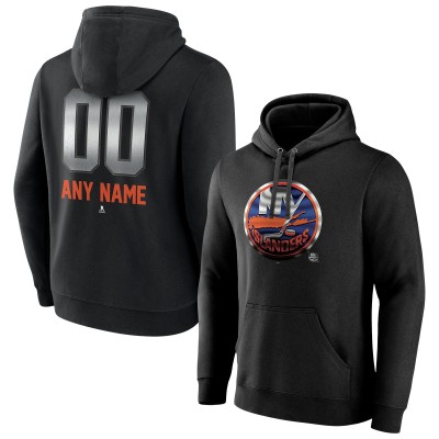 New York Islanders Black Personalized Midnight Mascot Logo Pullover Hoodie