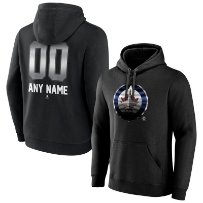 Winnipeg Jets Black Personalized Midnight Mascot Logo Pullover Hoodie