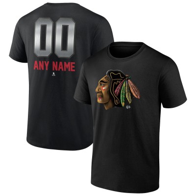 Футболка Chicago Blackhawks Personalized Midnight Mascot Logo - Black