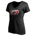 Женская Именная футболка Carolina Hurricanes Black Midnight Mascot Logo V-Neck
