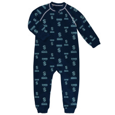 Toddler Seattle Kraken Navy Team Print Raglan Full-Zip Jumper Pajamas