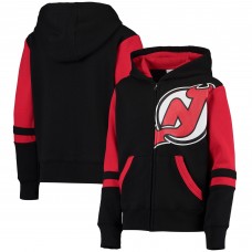 New Jersey Devils Youth Faceoff Color-Blocked Full-Zip Hoodie - Red