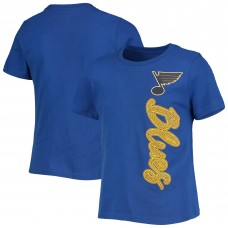 St. Louis Blues Girls Youth Chenille Script T-Shirt - Blue
