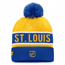 Шапка с помпоном St. Louis Blues Authentic Pro Rink Cuffed - Royal/Gold