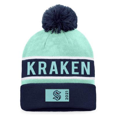 Шапка с помпоном Seattle Kraken Authentic Pro Rink Cuffed - Deep Sea Blue/Light Blue