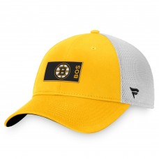 Boston Bruins Authentic Pro Rink Trucker Snapback Hat - Gold/White