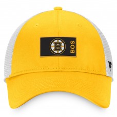 Boston Bruins Authentic Pro Rink Trucker Snapback Hat - Gold/White