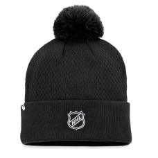 Женская шапка с помпоном Chicago Blackhawks Fanatics Black Authentic Pro Road Cuffed