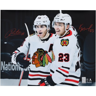 Patrick Kane and Philipp Kurashev Chicago Blackhawks Autographed Fanatics Authentic 16 x 20 Spotlight Photograph