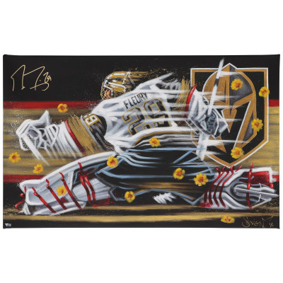 Autographed Vegas Golden Knights Marc-Andre Fleury Fanatics Authentic Stretched 25 x 40 Embellished Flowers Giclee Canvas by Artist Eric Sevigny - Limited Edition #1 of 1
