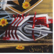 Autographed Vegas Golden Knights Marc-Andre Fleury Fanatics Authentic Stretched 25 x 40 Embellished Flowers Giclee Canvas by Artist Eric Sevigny - Limited Edition #1 of 1