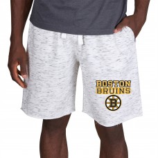 Boston Bruins Concepts Sport Alley Fleece Shorts - White/Charcoal