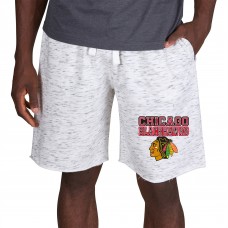 Chicago Blackhawks Concepts Sport Alley Fleece Shorts - White/Charcoal