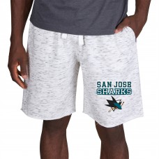 San Jose Sharks Concepts Sport Alley Fleece Shorts - White/Charcoal