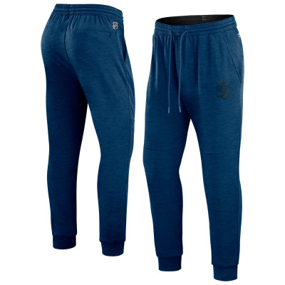 Seattle Kraken Fanatics Heather Deep Sea Blue Authentic Pro Road Jogger Sweatpants