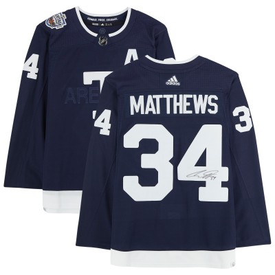 Игровая джерси Autographed Toronto Maple Leafs Auston Matthews Fanatics Authentic Navy 2022 Heritage Classic adidas Authentic