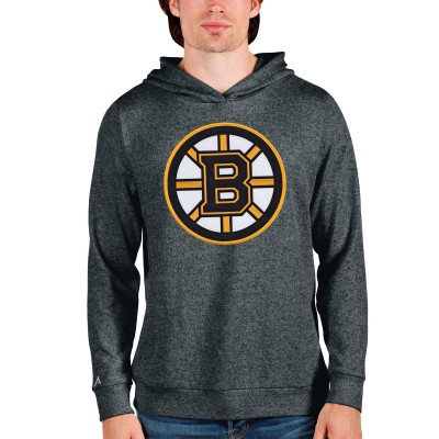 Толстовка с капюшоном Boston Bruins Antigua Absolute - Heathered Charcoal - оригинальные толстовки Бостон Брюинз