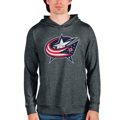 Толстовка с капюшоном Columbus Blue Jackets Antigua Absolute - Heathered Charcoal - оригинальные толстовки Коламбус Блю Джекетс