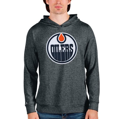 Толстовка с капюшоном Edmonton Oilers Antigua Absolute - Heathered Charcoal - оригинальные толстовки Эдмонтон Ойлерз