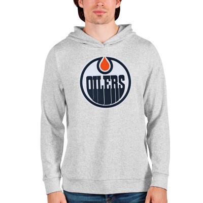 Толстовка с капюшоном Edmonton Oilers Antigua Absolute - Heathered Gray - оригинальные толстовки Эдмонтон Ойлерз
