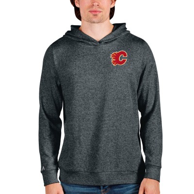 Толстовка с капюшоном Calgary Flames Antigua Team Absolute - Heathered Charcoal - оригинальные толстовки Калгари Флэймз