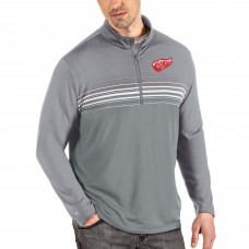 Detroit Red Wings Antigua Pace Quarter-Zip Pullover Top - Gray